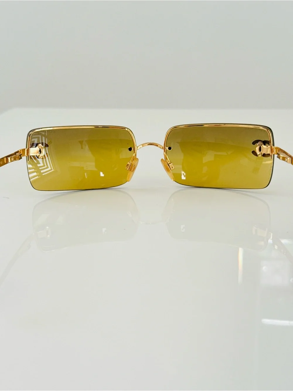 RARE ✨Authentic Vintage Chanel 4104-B rimless gold sunglasses